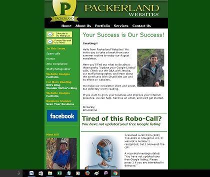 Strong Headlines in Packerland Websites newsletter