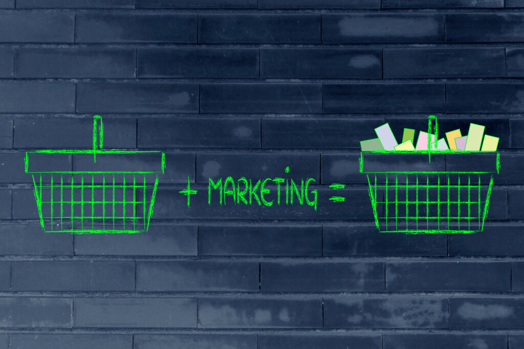 marketing turning empty shopping cart into full ones