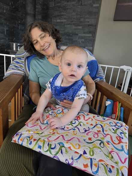 second grandchild Leander with author, Joan